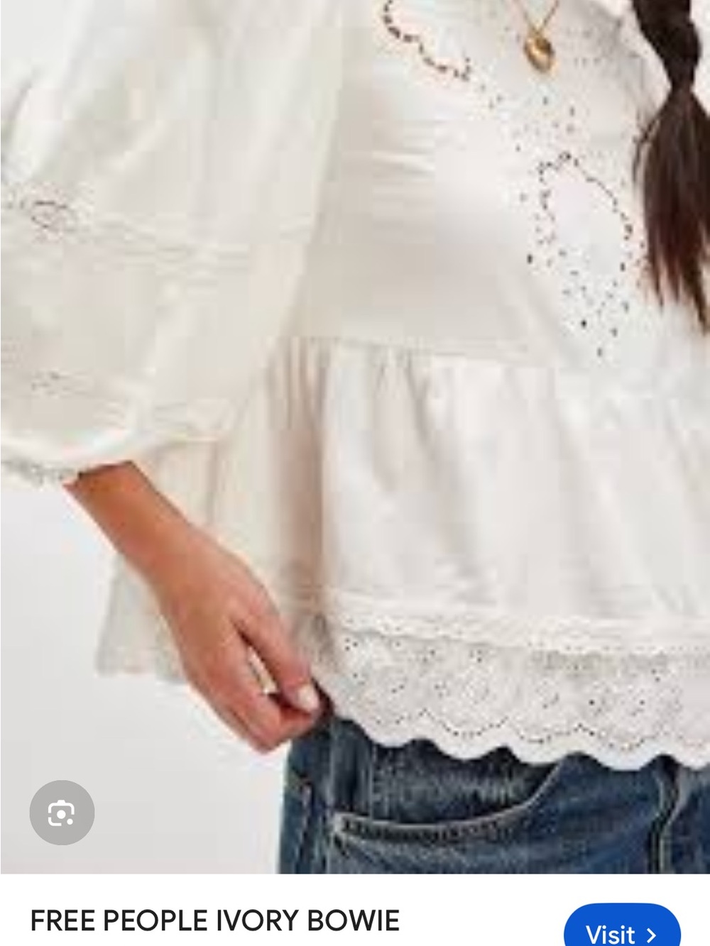 Free People Bowie Eyelet Tiered Peplum Blouse- Reversible